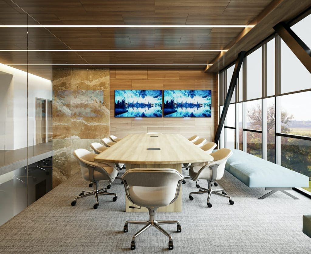 Modern Office Design For A Large Conference Room 1024x838 